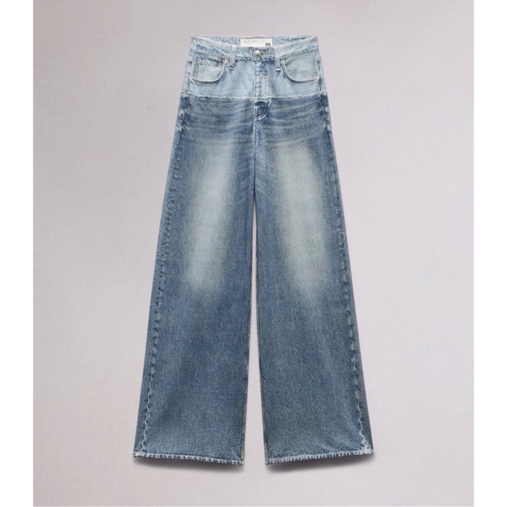 Rag & Bone Miramar Sofie Wide-Leg Pants Sweatpant Jeans Blue 27 - Picture 11 of 12